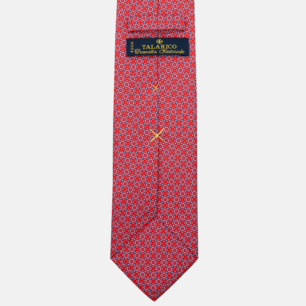 Cravatta 3 pieghe in Seta Fantasia Floreale Rosso - DSC_4413