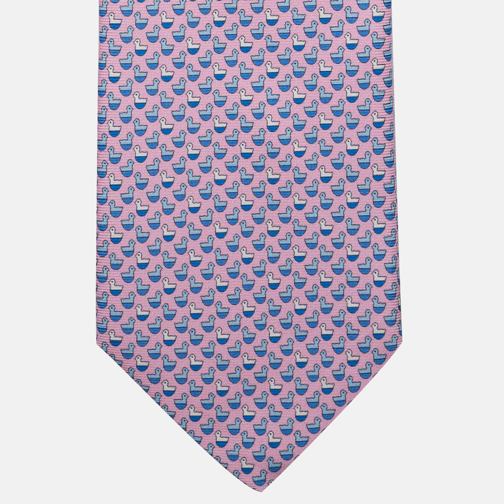 Cravatta 3 pieghe in Seta Fantasia Paperelle Rosa - DSC_4419