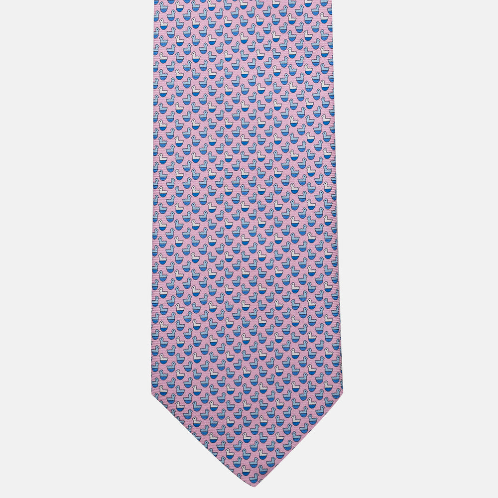 Cravatta 3 pieghe in Seta Fantasia Paperelle Rosa - DSC_4419