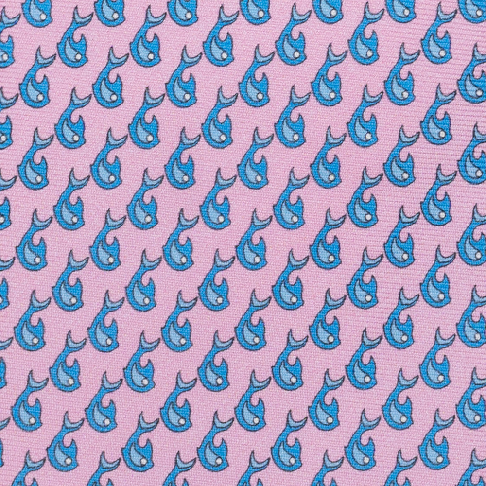 Pink Dolphin Pattern 3-Fold Silk Tie - DSC_4421