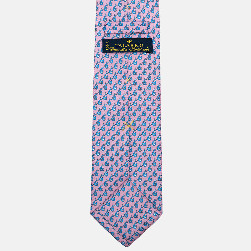 Pink Dolphin Pattern 3-Fold Silk Tie - DSC_4421
