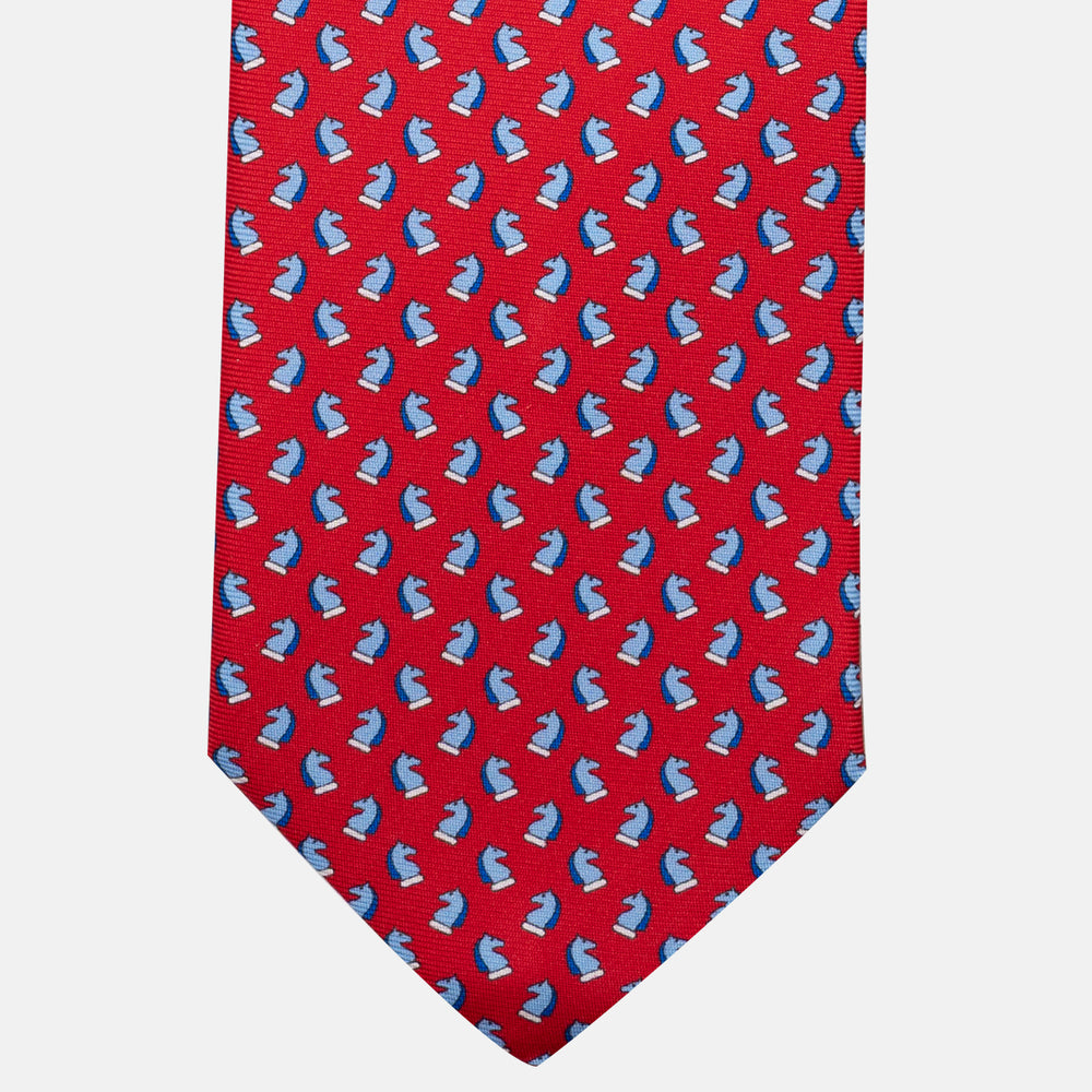 3-Fold Silk Tie with Red Horse Pattern - DSC_4423