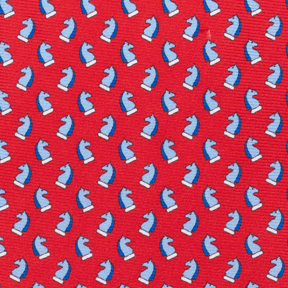 3-Fold Silk Tie with Red Horse Pattern - DSC_4423