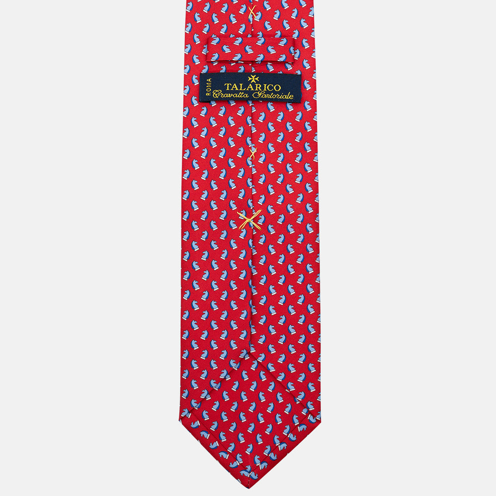 3-Fold Silk Tie with Red Horse Pattern - DSC_4423