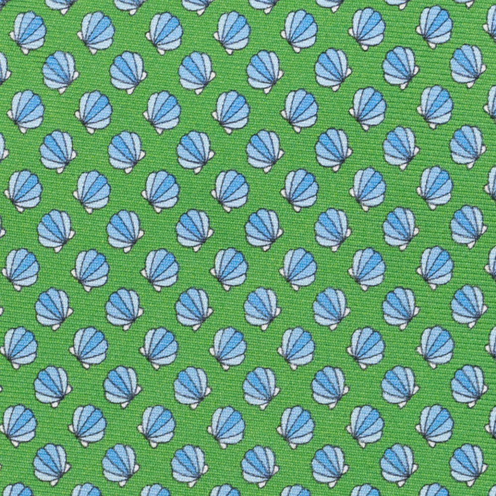 Cravatta 3 pieghe in Seta Fantasia Conchiglie Verde - DSC_4425