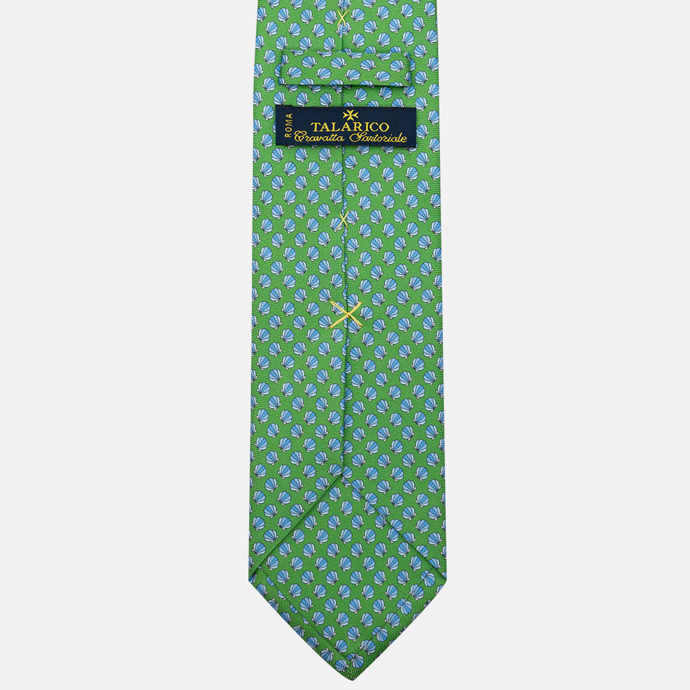 Cravatta 3 pieghe in Seta Fantasia Conchiglie Verde - DSC_4425