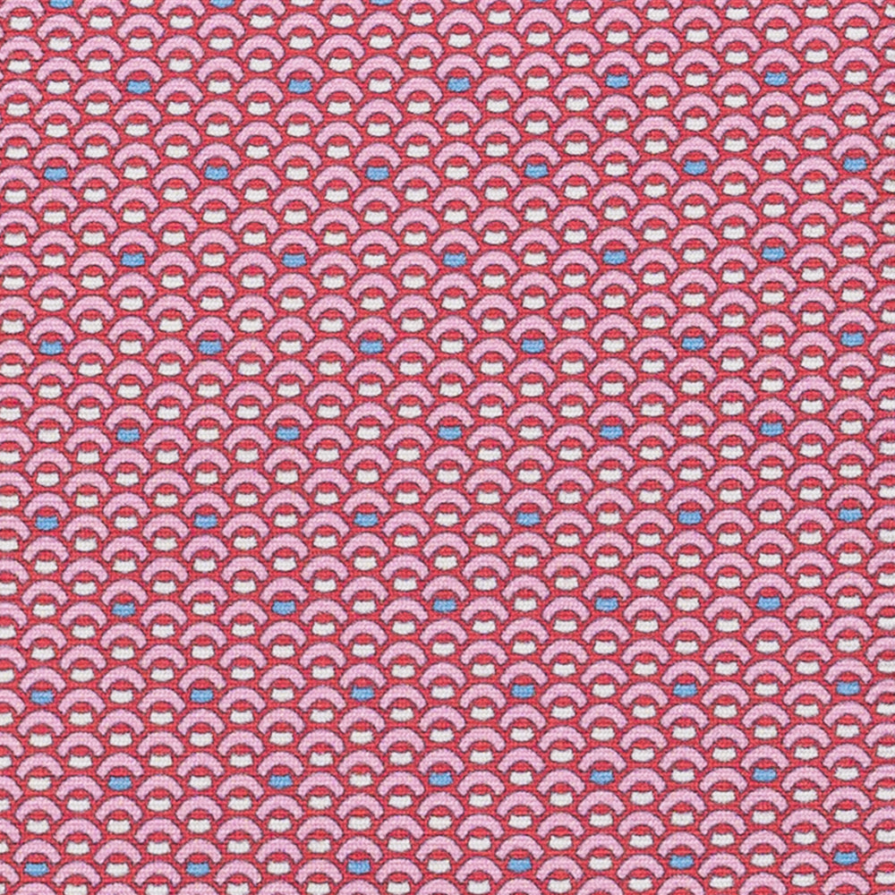 Cravatta 3 pieghe in Seta Fantasia Geometrica Rosso - DSC_4428