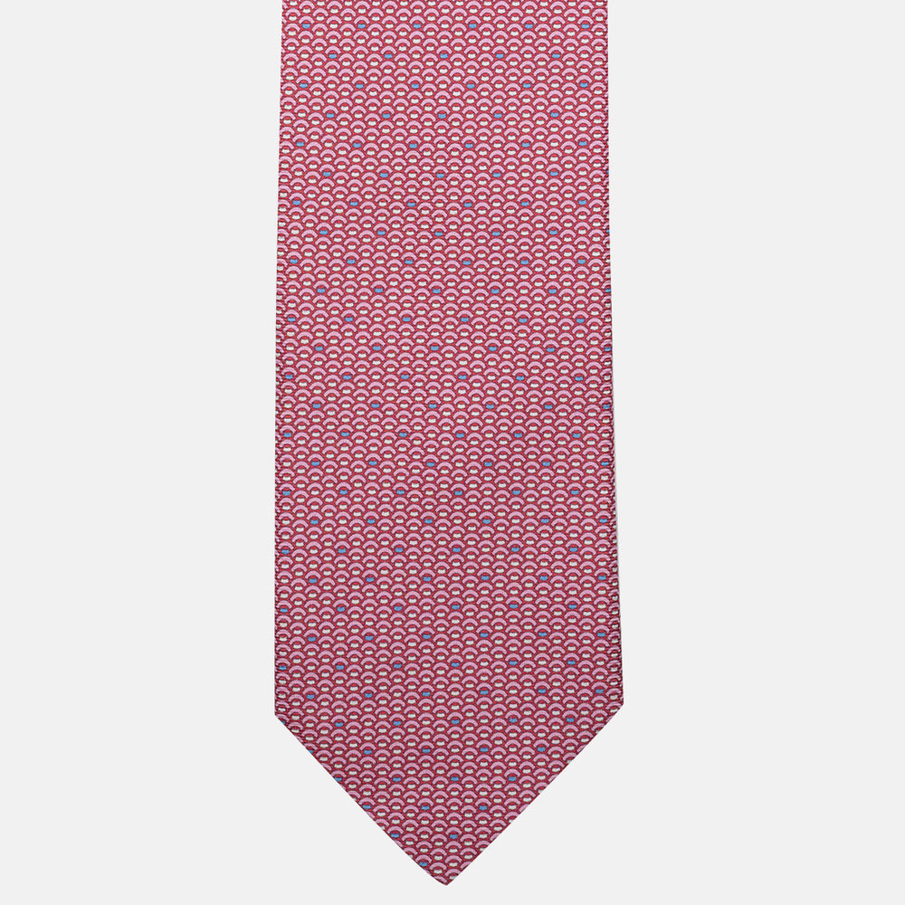 Cravatta 3 pieghe in Seta Fantasia Geometrica Rosso - DSC_4428