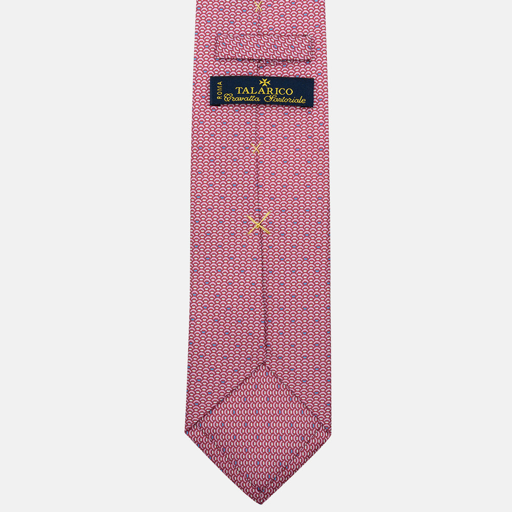 Cravatta 3 pieghe in Seta Fantasia Geometrica Rosso - DSC_4428
