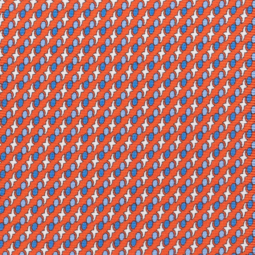 Cravatta 3 pieghe in Seta Fantasia Geometrica Arancione Scuro - DSC_4430