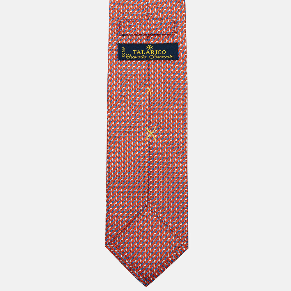 Cravatta 3 pieghe in Seta Fantasia Geometrica Arancione Scuro - DSC_4430
