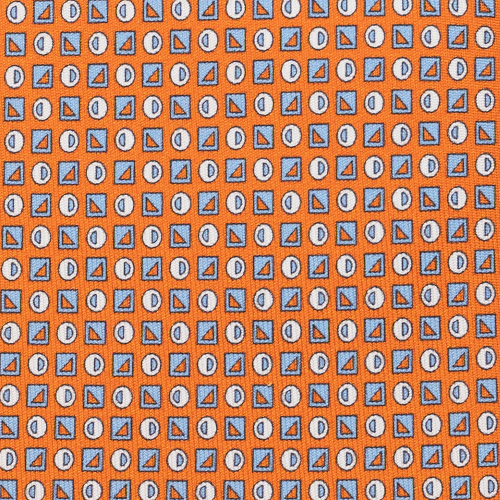 Cravatta 3 pieghe in Seta Fantasia Geometrica Arancione - DSC_4432