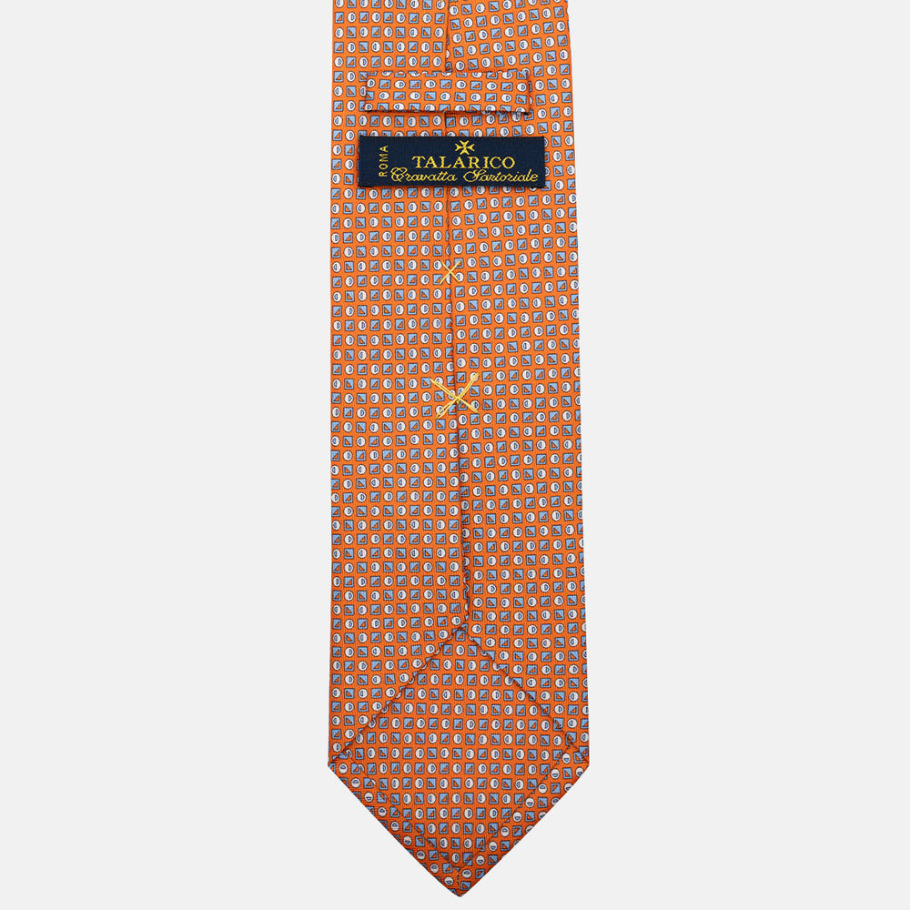 Cravatta 3 pieghe in Seta Fantasia Geometrica Arancione - DSC_4432