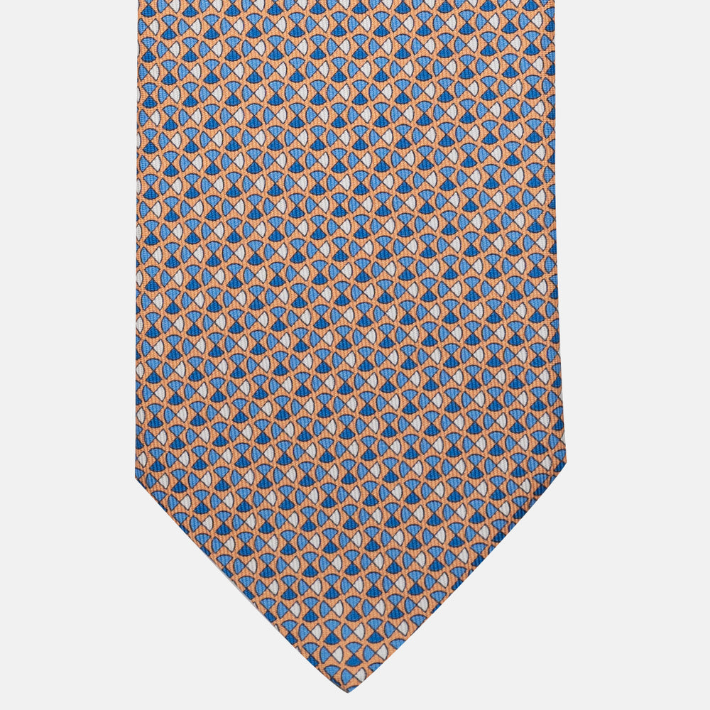 Cravatta 3 pieghe in Seta Fantasia Geometrica Giallo Chiaro - DSC_4434