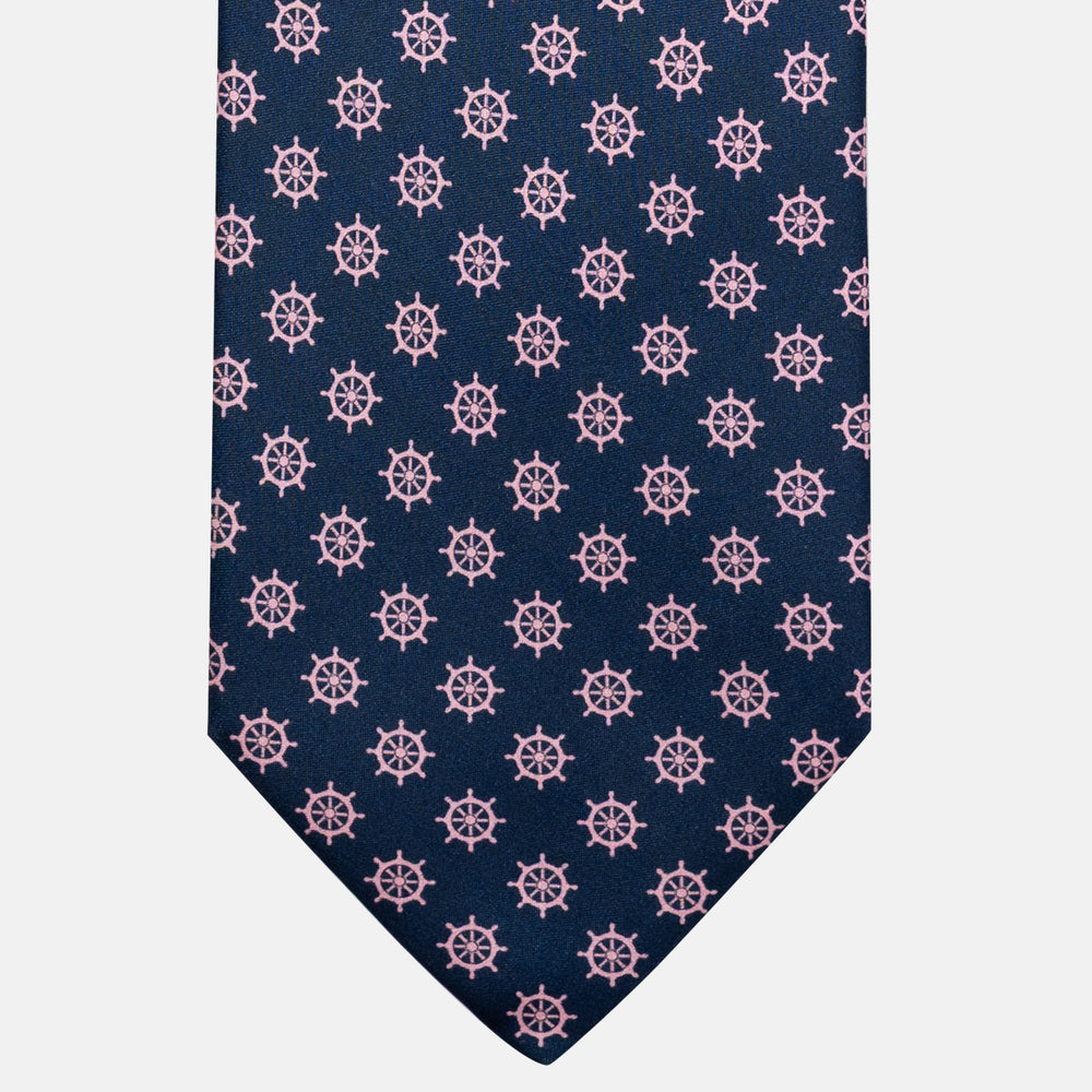 Cravatta 3 Pieghe in Raso Satin Fantasia Timoni, Blu Rosa - JA241006