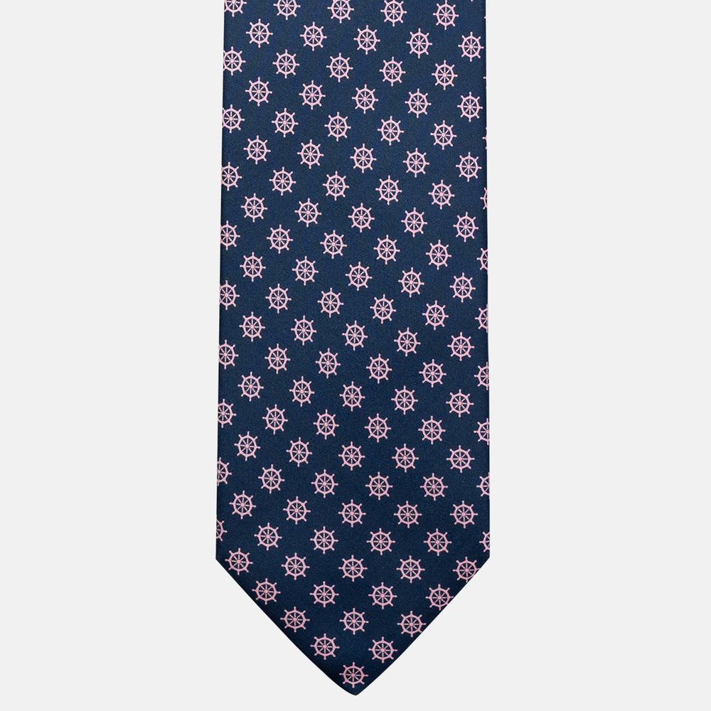 Cravatta 3 Pieghe in Raso Satin Fantasia Timoni, Blu Rosa - JA241006