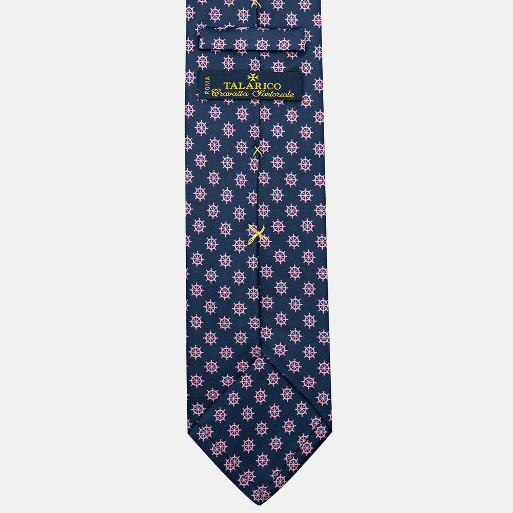 Cravatta 3 Pieghe in Raso Satin Fantasia Timoni, Blu Rosa - JA241006