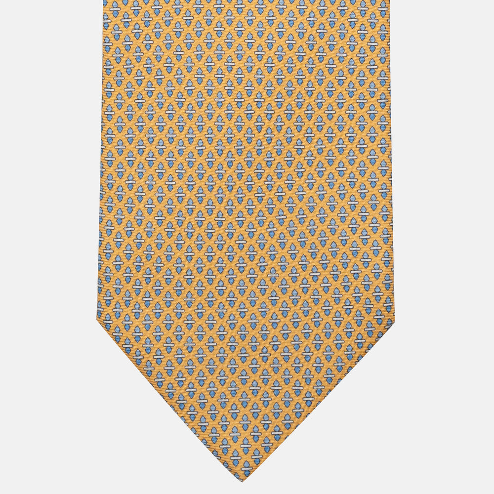 Cravatta 3 pieghe in Seta Fantasia Geometrica, Giallo Celeste - M48651