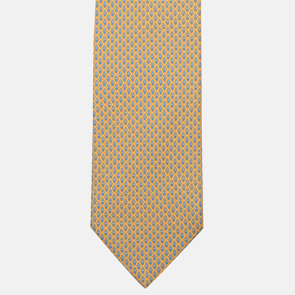 Cravatta 3 pieghe in Seta Fantasia Geometrica, Giallo Celeste - M48651