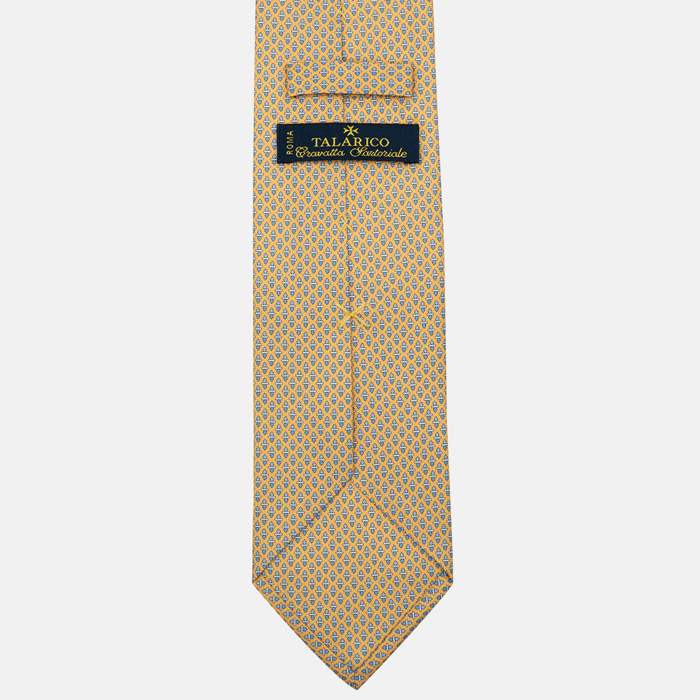 Cravatta 3 pieghe in Seta Fantasia Geometrica, Giallo Celeste - M48651