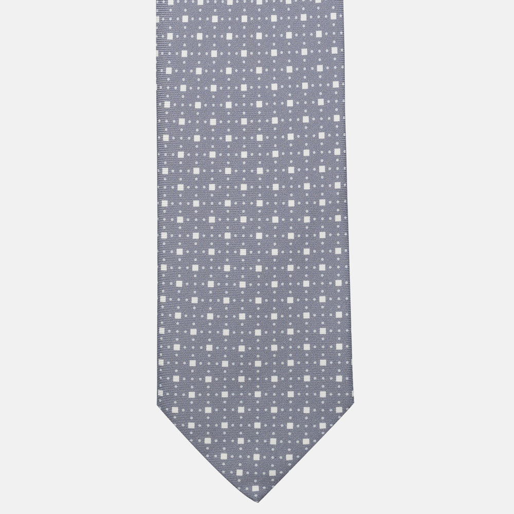 Cravatta 3 pieghe in Seta Fantasia Geometrica, Grigio - DSC_4000