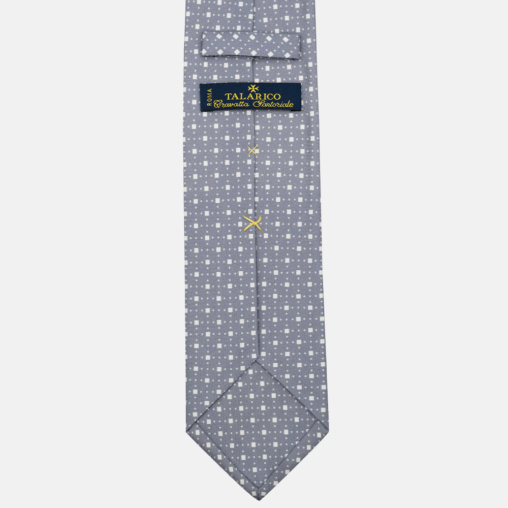 Cravatta 3 pieghe in Seta Fantasia Geometrica, Grigio - DSC_4000