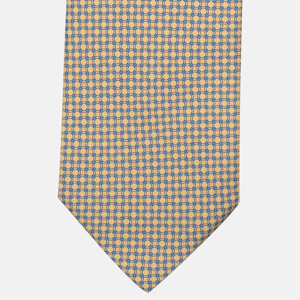 Cravatta 3 pieghe in Seta Fantasia Geometrica, Giallo - DSC_4839