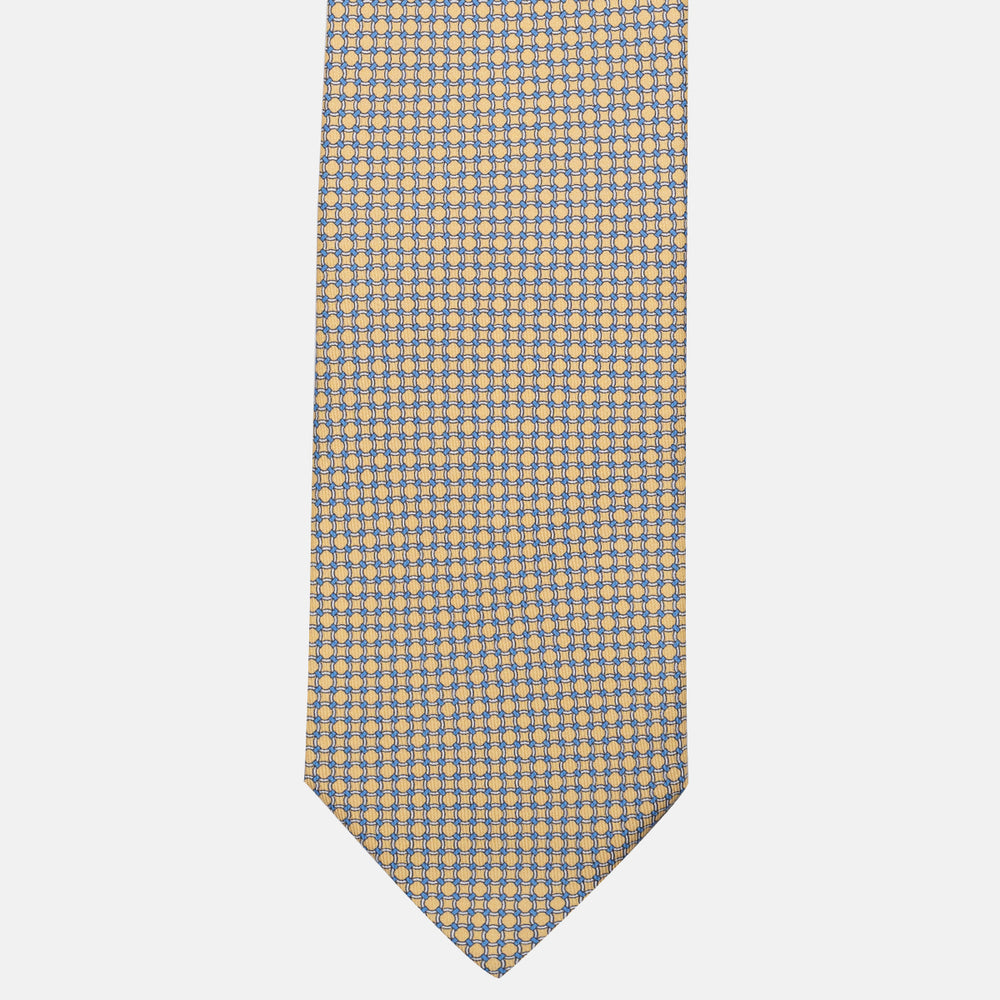 Cravatta 3 pieghe in Seta Fantasia Geometrica, Giallo - DSC_4839