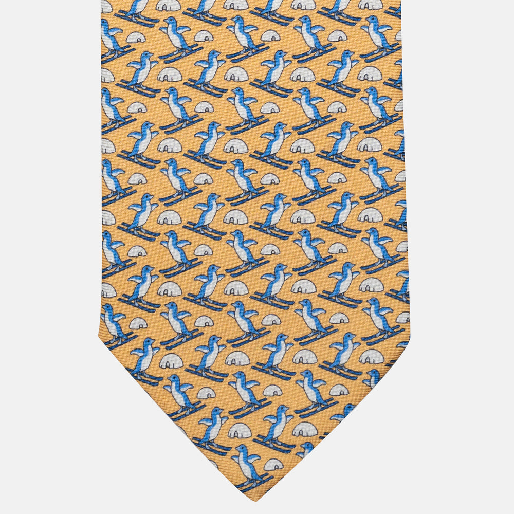 Cravatta 3 pieghe in Seta Fantasia Pinguini, Giallo - DSC_4843