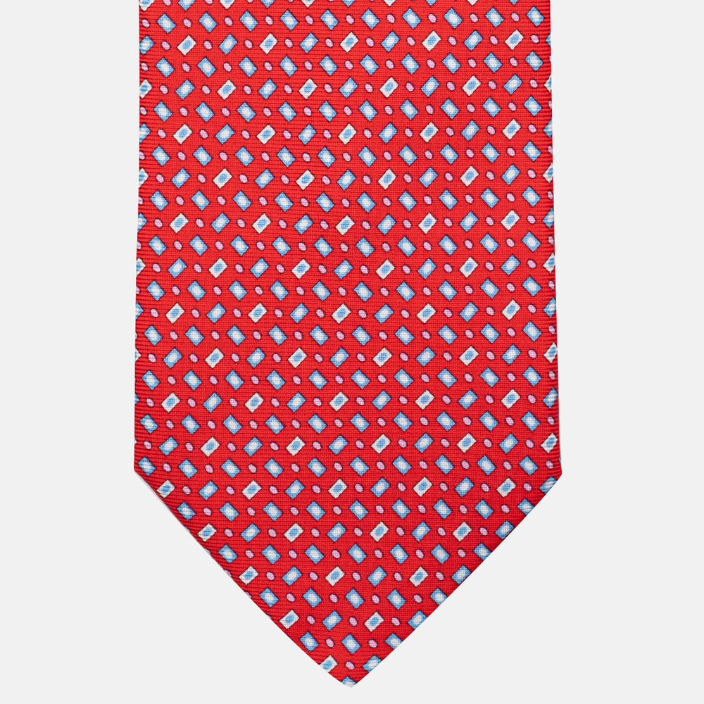 Cravatta 3 pieghe in Seta Micro Fantasia, Rosso - DSC_4851