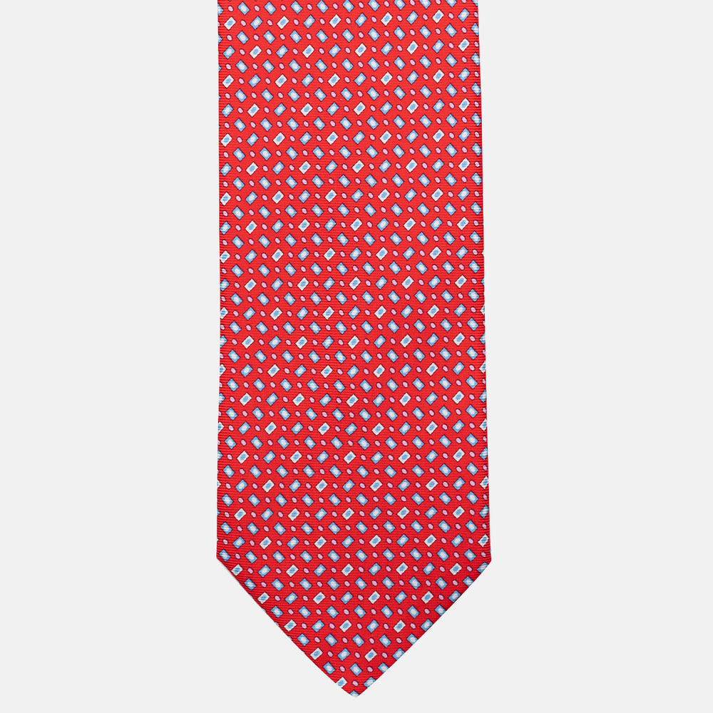 Cravatta 3 pieghe in Seta Micro Fantasia, Rosso - DSC_4851
