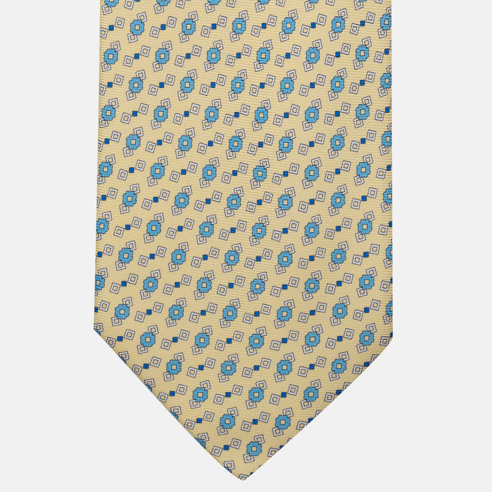 Cravatta 3 pieghe in Seta Fantasia Floreale, Giallo - DSC_4859