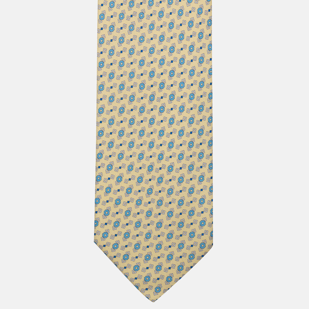 Cravatta 3 pieghe in Seta Fantasia Floreale, Giallo - DSC_4859