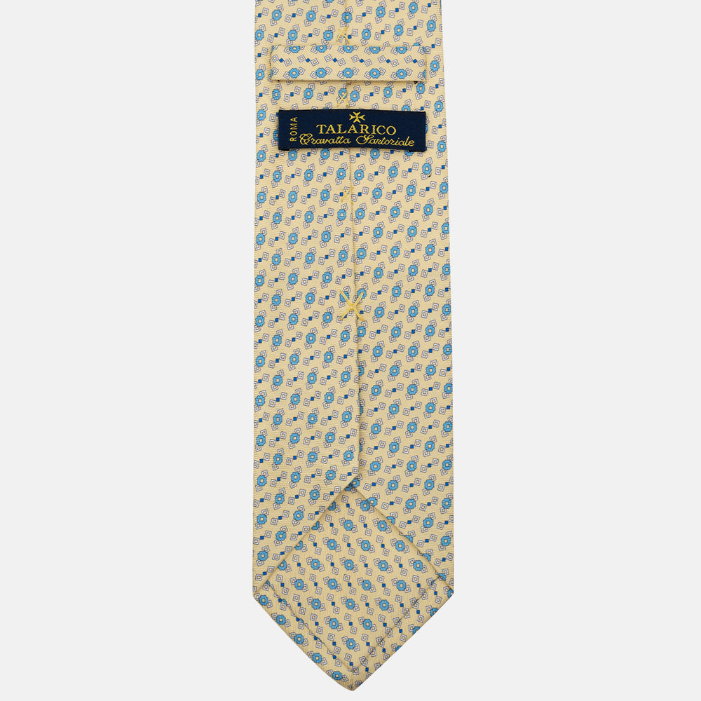 Cravatta 3 pieghe in Seta Fantasia Floreale, Giallo - DSC_4859