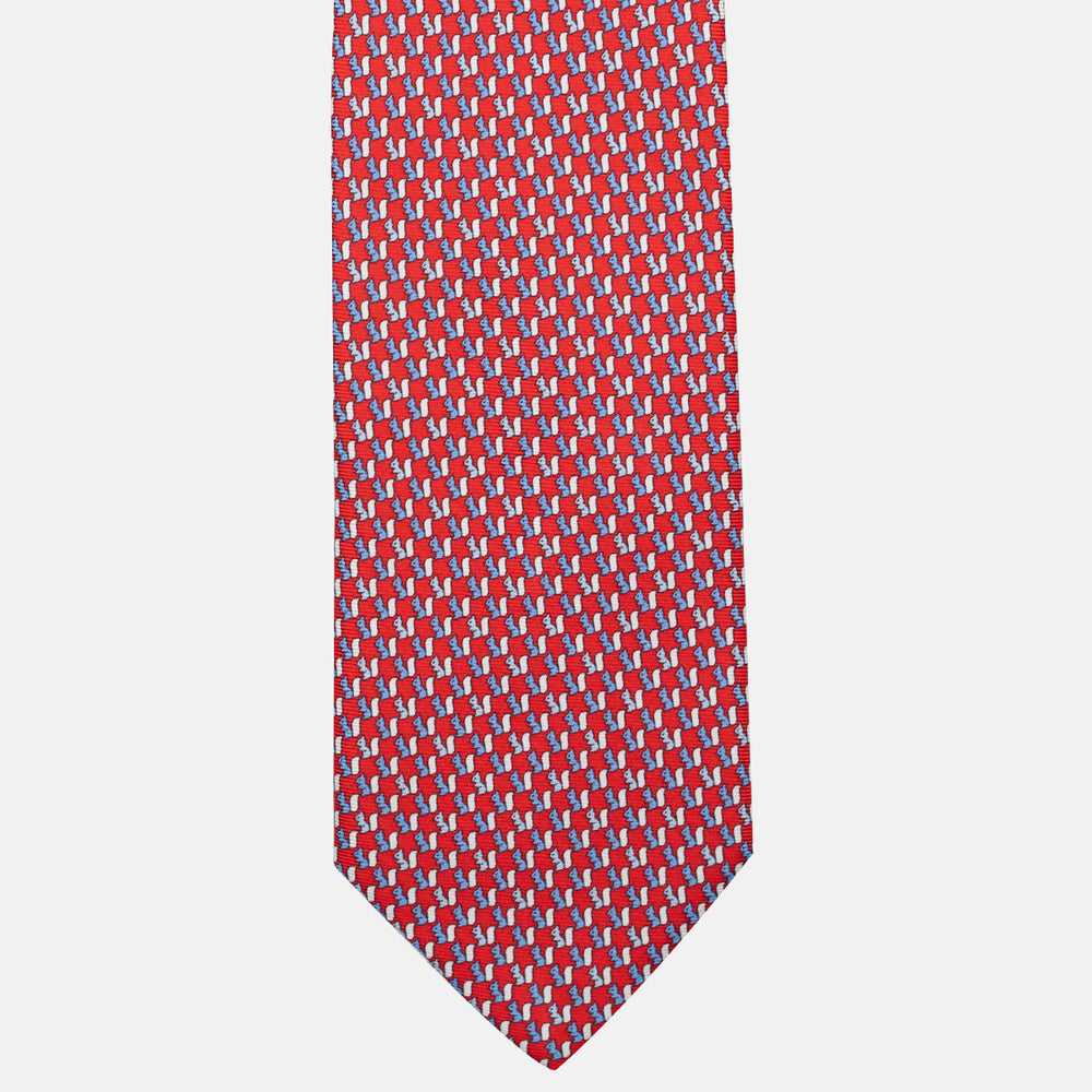 Cravatta 3 pieghe in Seta Fantasia Scoiattoli, Rosso - DSC_4865