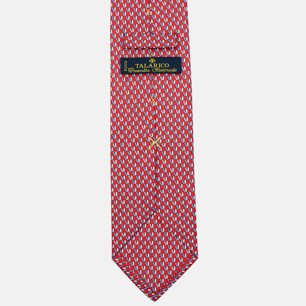 Cravatta 3 pieghe in Seta Fantasia Scoiattoli, Rosso - DSC_4865