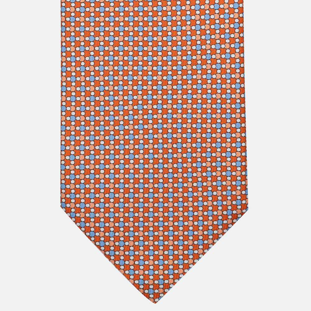 Cravatta 3 pieghe in Seta Fantasia Geometrica, Arancione - DSC_4867