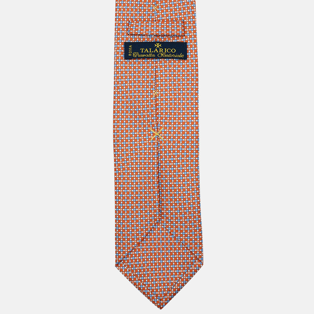 Cravatta 3 pieghe in Seta Fantasia Geometrica, Arancione - DSC_4867