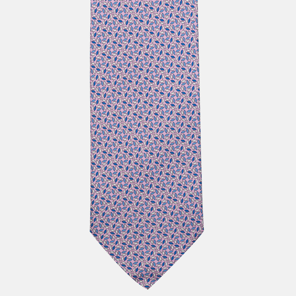 Cravatta 3 pieghe in Seta Fantasia Geometrica, Rosa - DSC_4875