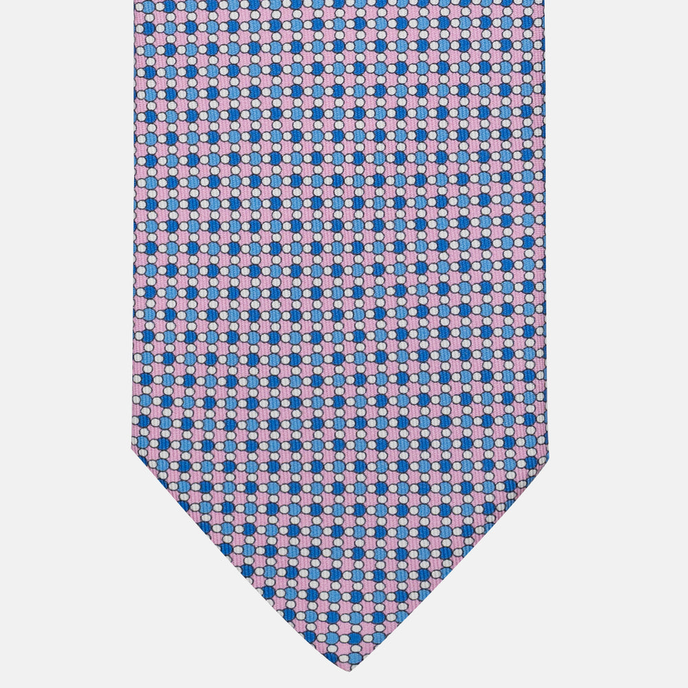 Cravatta 3 pieghe in Seta Fantasia Geometrica, Rosa - DSC_4879