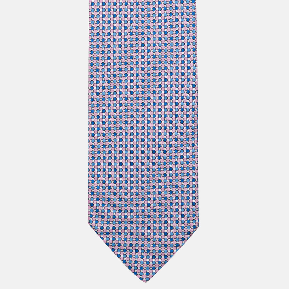 Cravatta 3 pieghe in Seta Fantasia Geometrica, Rosa - DSC_4879