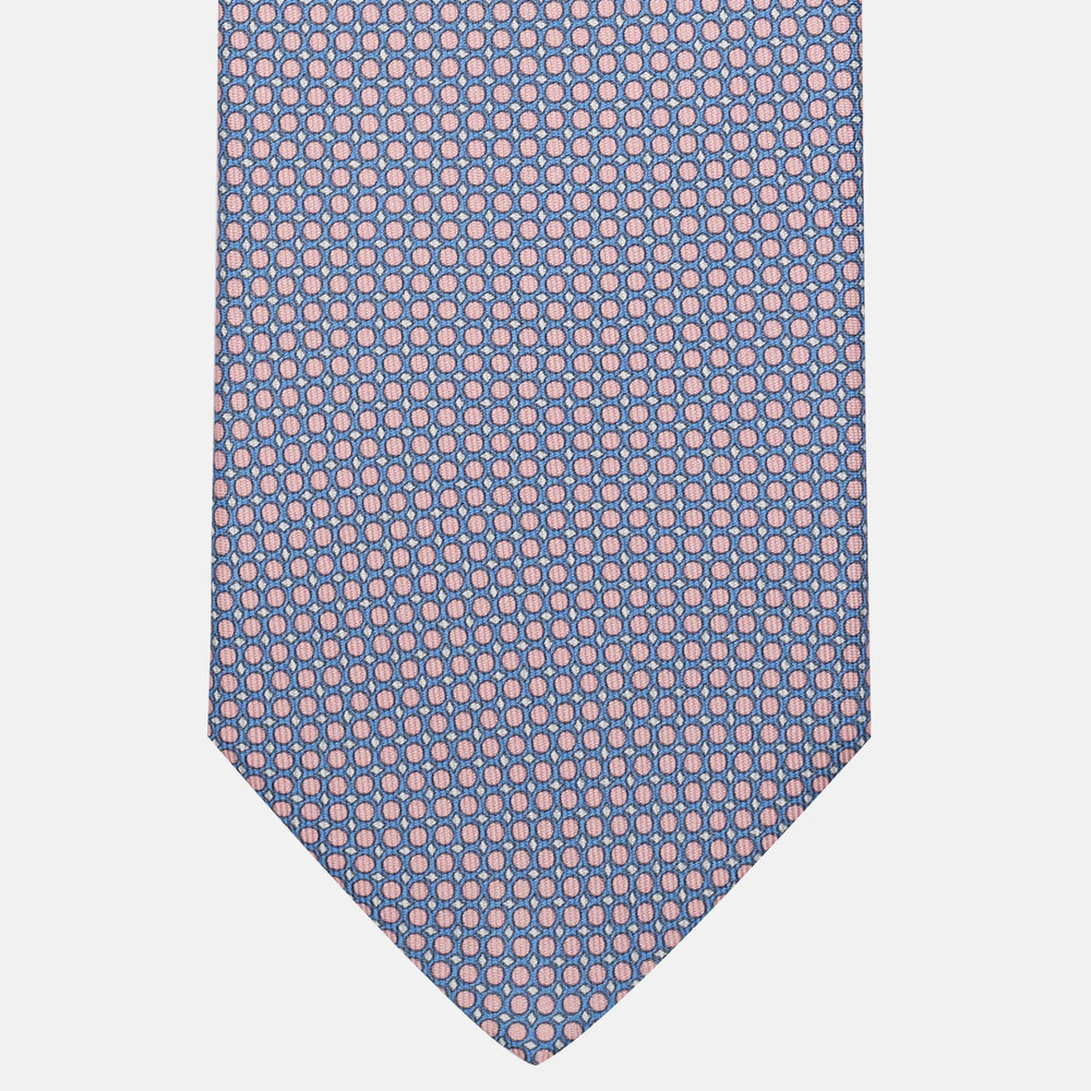 Cravatta 3 pieghe in Seta Fantasia Geometrica, Rosa - DSC_4883