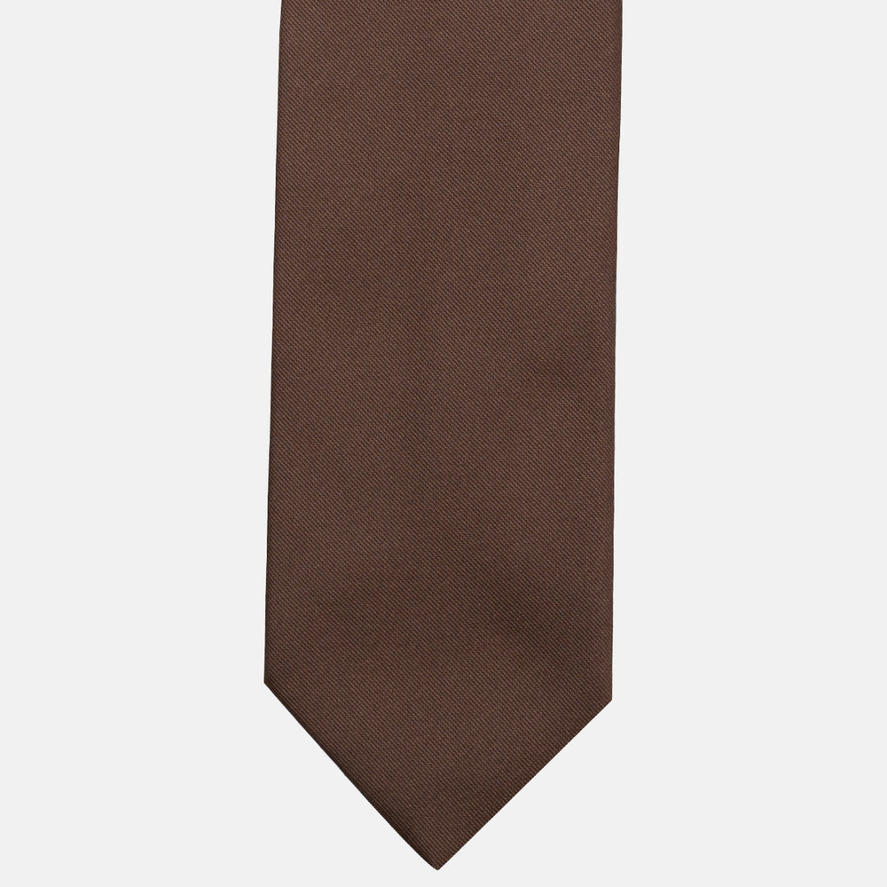 Brown Solid Color Silk Tie - TAL295