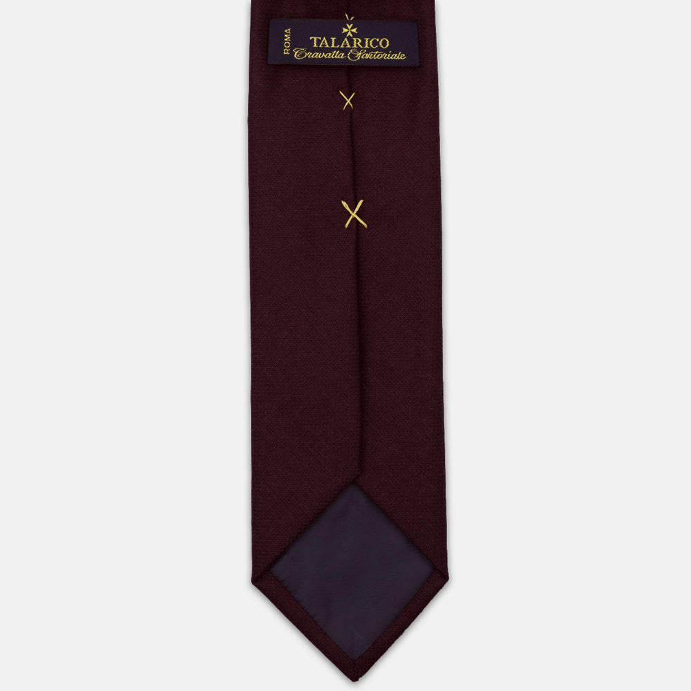 Cravatta 3 Pieghe Sartoriale in Pura Lana Loro Piana, Bordeaux