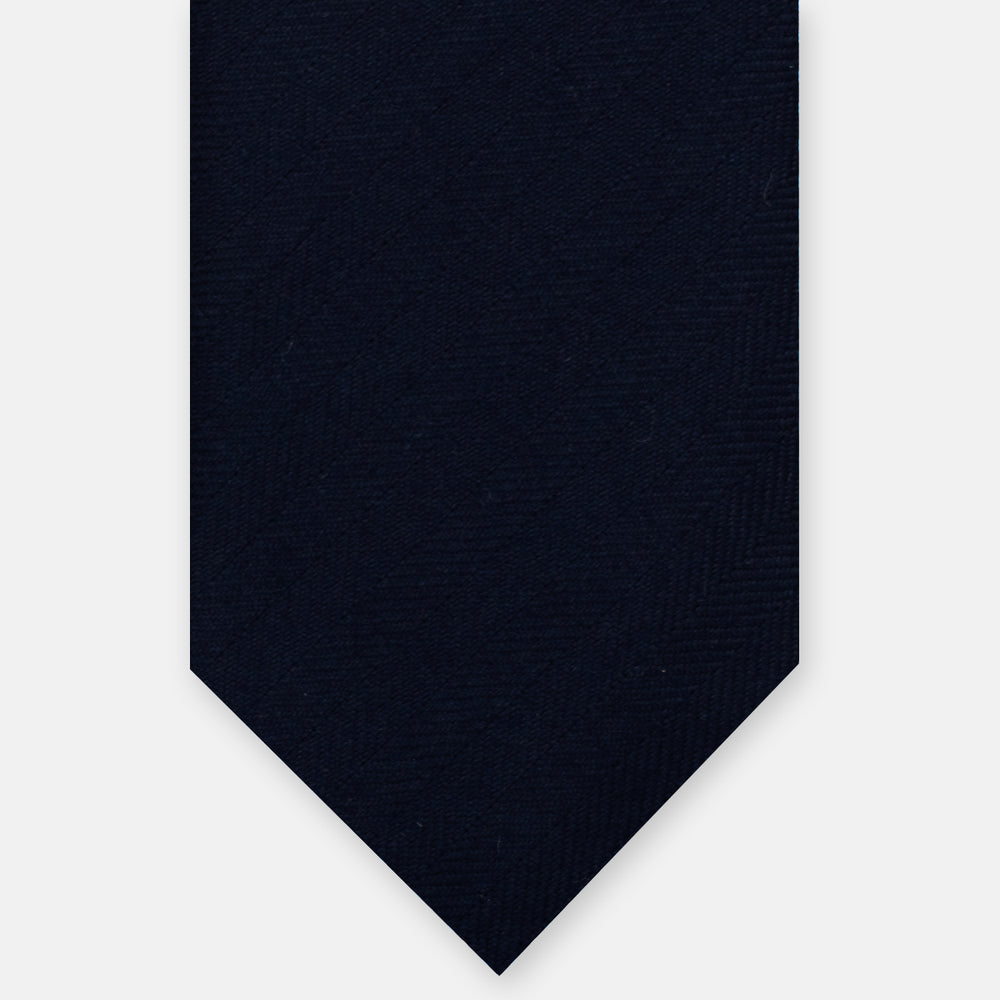 Cravatta 3 Pieghe Sartoriale Spigata in Puro Cashmere Spigata Loro Piana, Blu