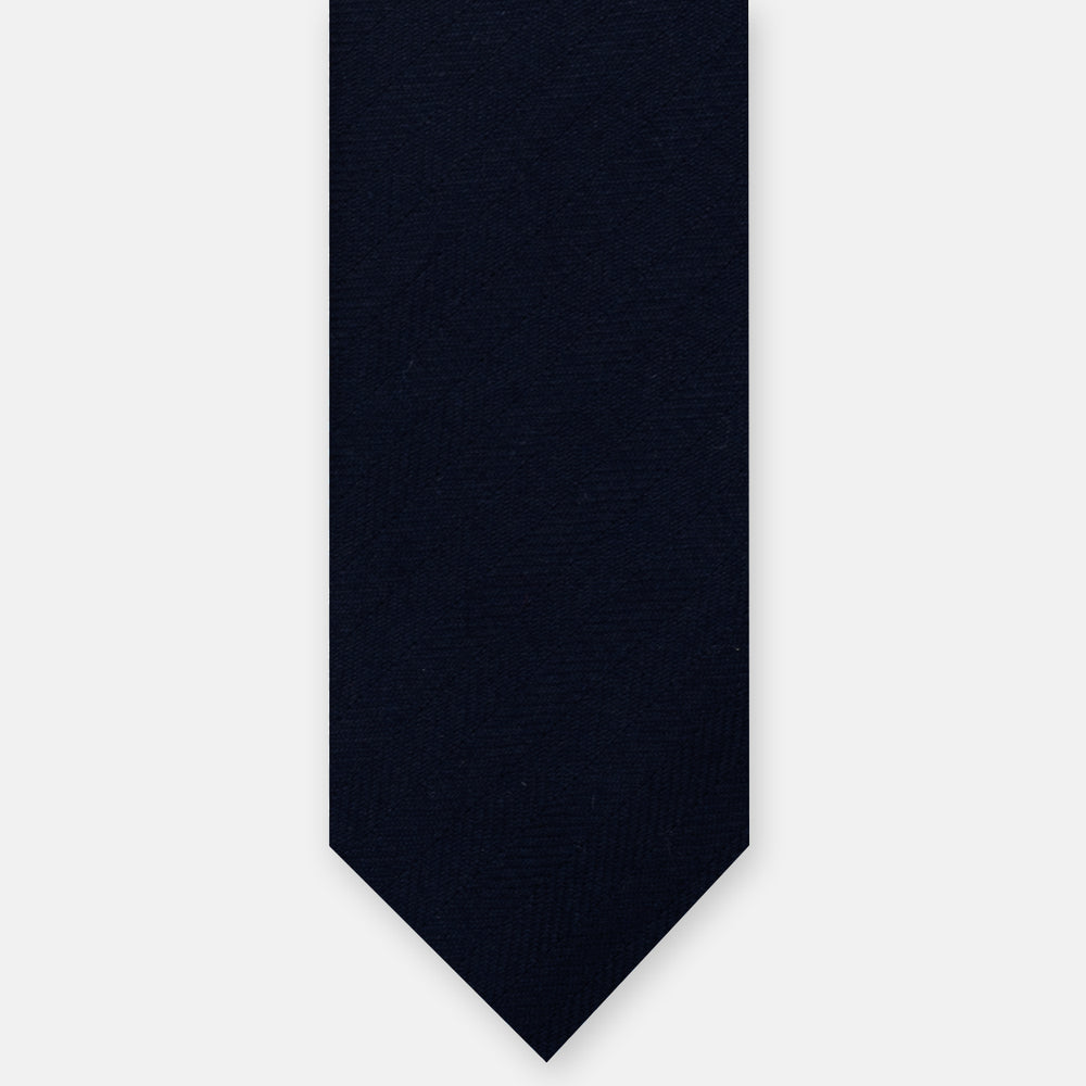 Cravatta 3 Pieghe Sartoriale Spigata in Puro Cashmere Spigata Loro Piana, Blu