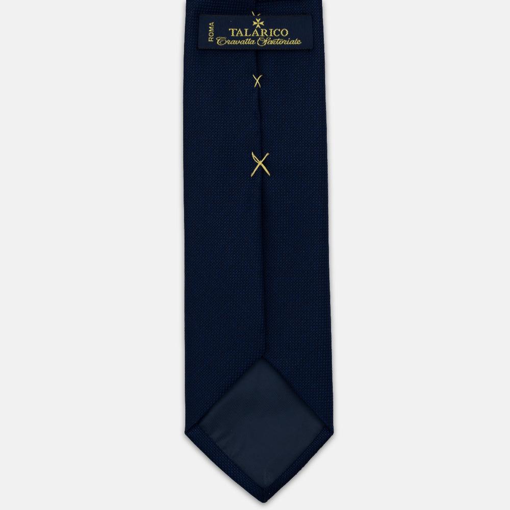 Cravatta 3 Pieghe Sartoriale in Pura Lana Loro Piana, Blu