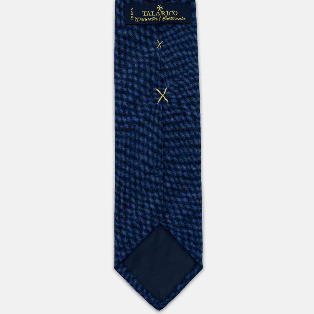 Cravatta 3 Pieghe Sartoriale in Pura Lana Loro Piana, Azzurro