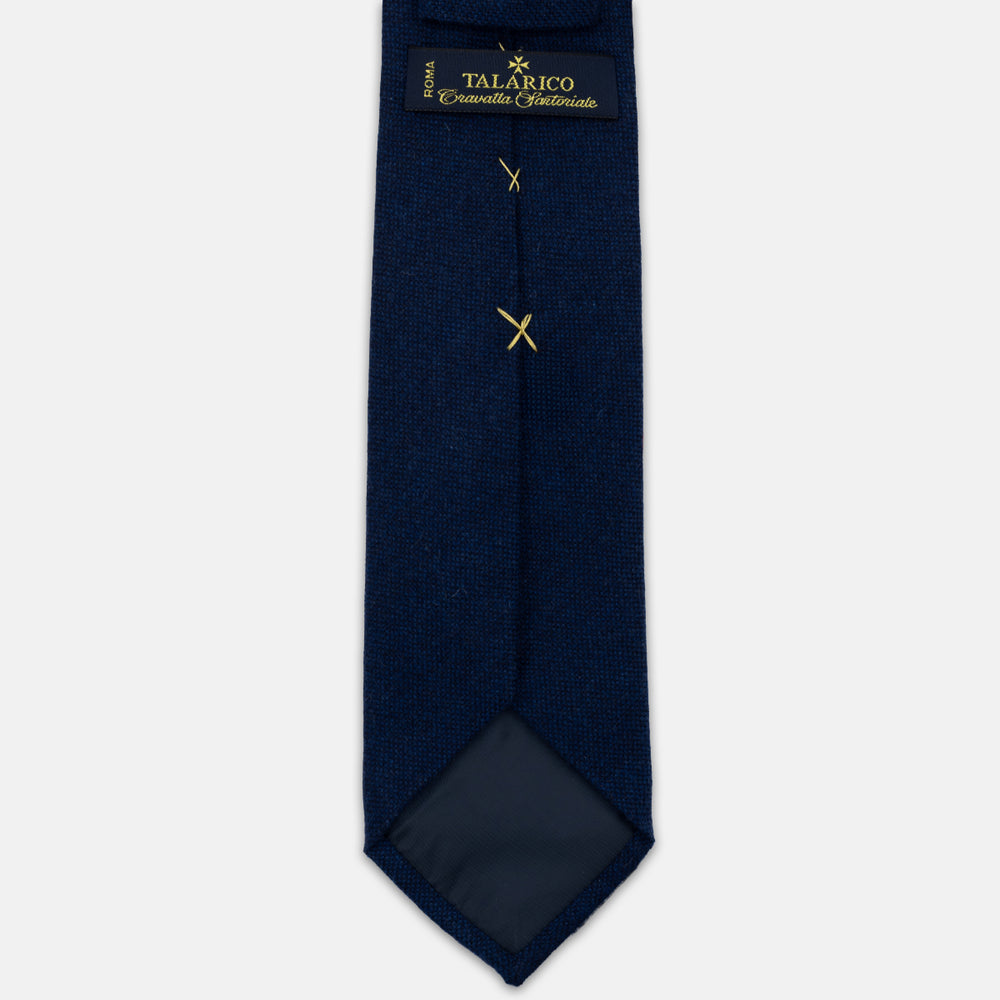 Cravatta 3 Pieghe Sartoriale in Cashmere delle Migliori Tessiture Biellesi, Blu