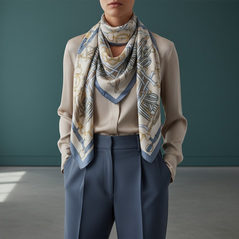 Equestrian Elegance 90's Twill Silk Scarf